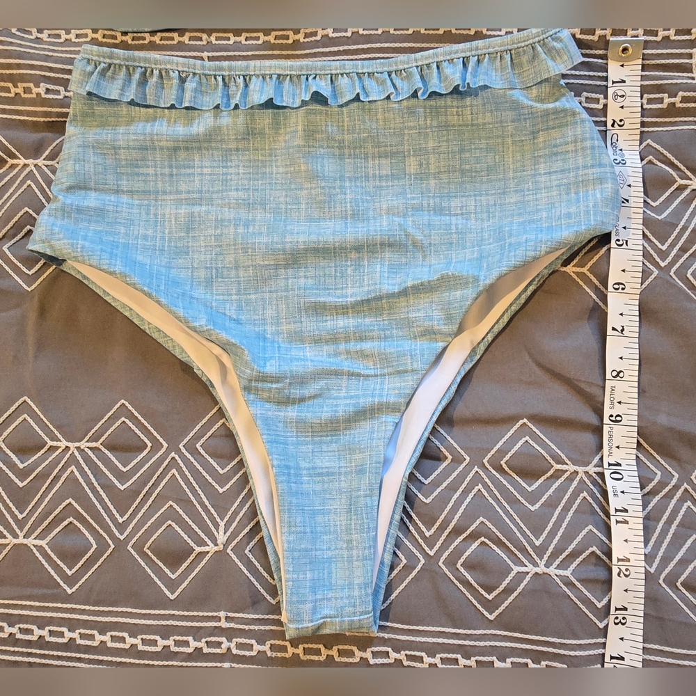 La Porte High Waisted Blue And White Bikini Size Small - Picture 2 of 7